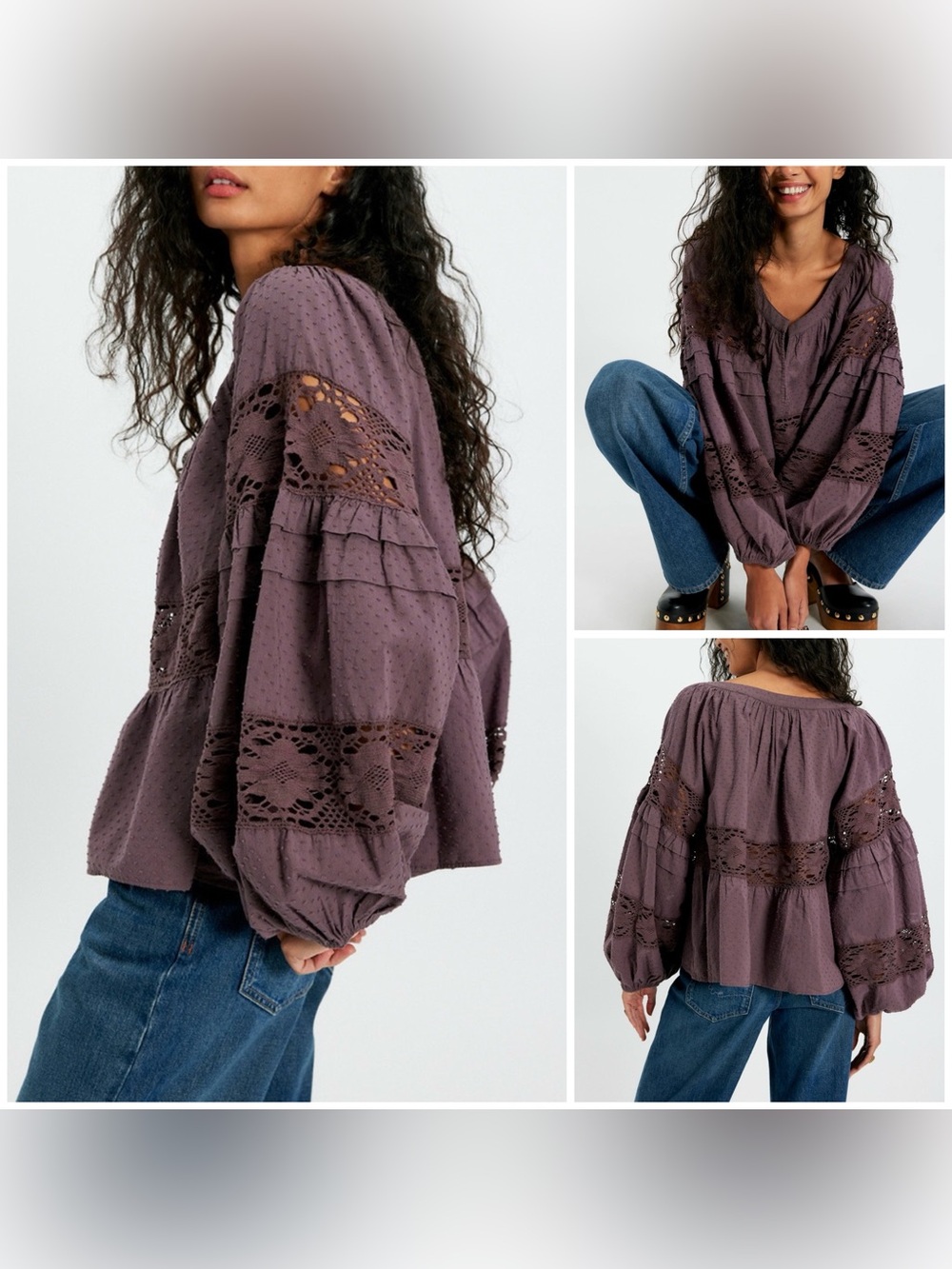 NWT Free People Elsie Blouse - rural ground brown - small